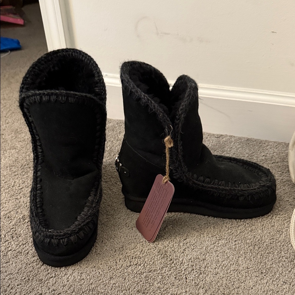 Mou Black Heeled Boots